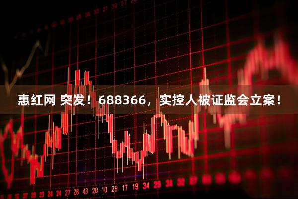 惠红网 突发！688366，实控人被证监会立案！