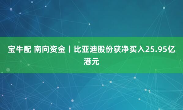 宝牛配 南向资金丨比亚迪股份获净买入25.95亿港元
