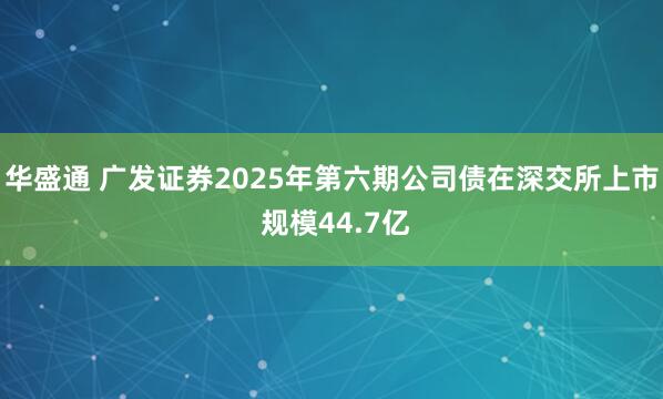 华盛通 广发证券2025年第六期公司债在深交所上市 规模44.7亿